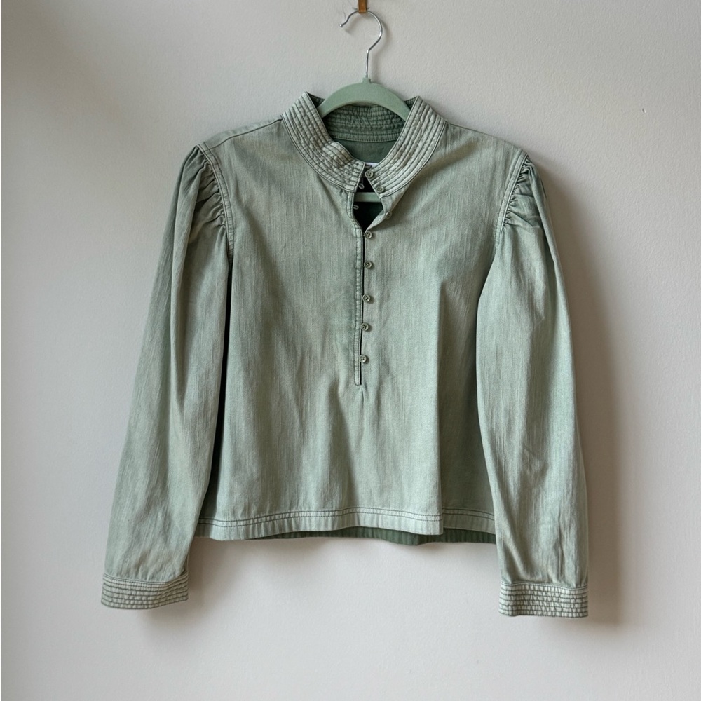 Something Navy Size Medium Chambray Light Green D… - image 2